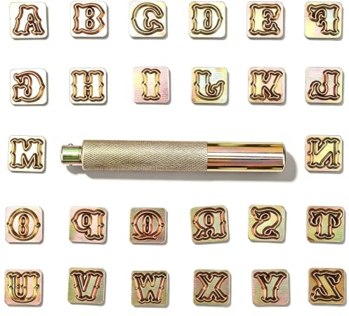 Juego De 27 Sellos De Letras De Metal, Estampado Para Manualidades De Cuero De 0.512 In, Herramienta De Sellos De Acero Del Alfabeto De La A A La Z, Juego De Herramientas De Estampado Profesional Para