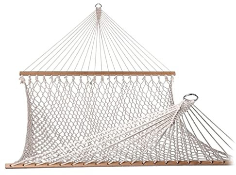 Portable Hamac en Maille tissée pour 2 Personnes hamac Traditionnel en Corde de Coton Blanc pour terrasse intérieure extérieure arrière-Cour Balcon de Jardin Balcon Voyage