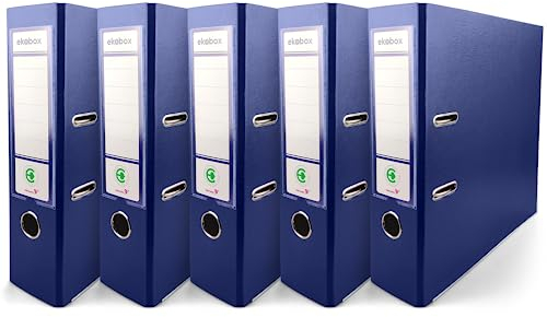 Netuno 5x Akten-Ordner Dunkelblau DIN A4 2-Ring-Mechanik Ringorder a4 8cm Kunststoff Ordner a4 breit Büroordner Plastikordner Briefordner din a4 Ringmappe breiter Aktenordner 5er pack