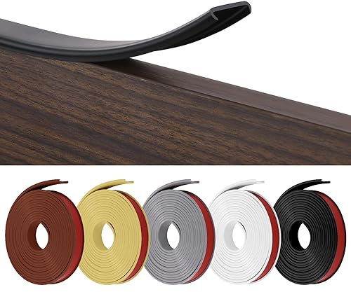 flintronic 5m*12mm U-Shape Flexible Furniture Edge Banding, Baby Safty Baby Edge Protector, Self Adhesive TPE Wood Edging Tape, DIY Furniture Edge Trim for Table, Cabinet, Furniture Restoration