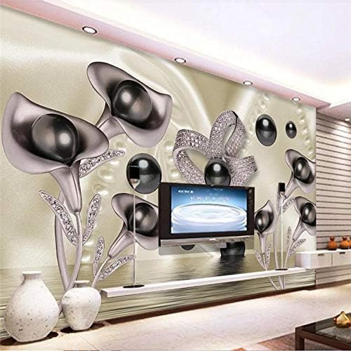 3D Wandtapete Calla Lilie Wasserwelle Reflexion Tv Hintergrund 5D Dekorative Wandtapete 3D Tapete Effekt Tv Sofa Die Fototapete Wandbild Wohnzimmer Schlafzimmer-300cm×210cm