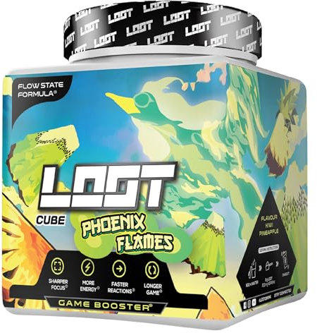 LOOT Game Booster | Konzentration, Ausdauer, Reaktionsfähigkeit | 50 Servings (400g) mit Koffein & 20 einzigartigen Inhaltsstoffen | Flow-State Formel | Phoenix Flames