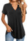 Beluring Shirts Damen Lässig Kurzarm Tshirt V-Ausschnitt mit Swing Saum Longshirt Schwarz L