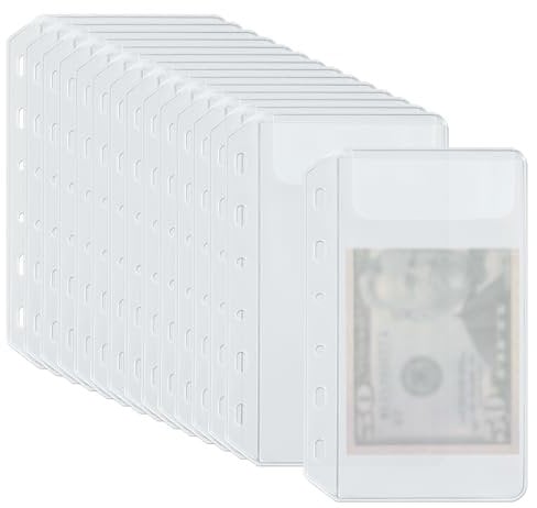 24St 6-Loch Ordnertaschen, Durchscheinend PVC Ordnereinsätze, Zubehör Organizer für Budget Planner, Budget Binder, zum Aufbewahren von Akten, Rechnungen, Tickets, Bargeld (A7)
