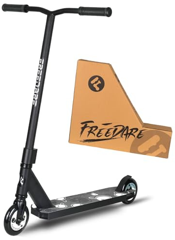 FREEDARE Pro Stunt Scooter Complete Trick Scooter for Kids 8 Years and Up, Teens, Adults, Boys and Girls Freestyle Street Scooter for Intermediate and Beginner Skate Park - Black/JB-3