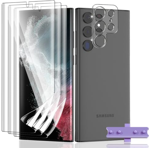 Teenrpov Pellicola Protettiva per Samsung Galaxy S22 Ultra Pellicola Protettiva Morbido TPU [Non Vetro Temperato] 3 Pezzi e Galaxy S22 Ultra Vetro Temperato Fotocamera 1 Pezzi, HD/Anti-Graffio