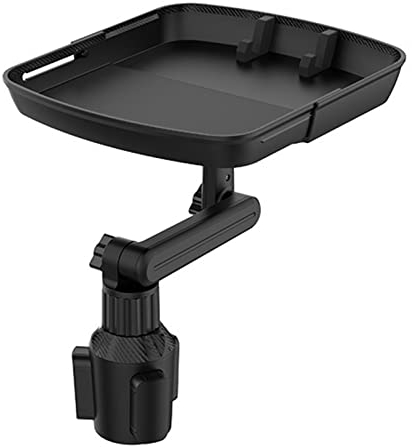 Cup Holder Tray Table, Car Drink Holders Tray with Phone Holder, 360º Rotation Adjustable Stretchable Non-Slip Car Tray for Eating, Portable Car Interior Organizer Accessories