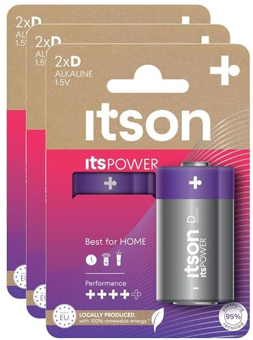ITSON Lot de 3 x 2 Piles Alcalines LR20/D 1,5V ItsPOWER