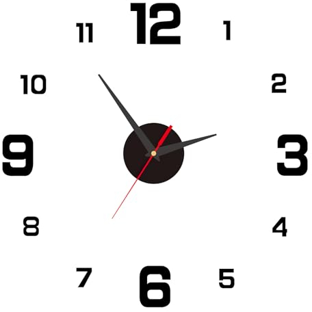 Orologio da Parete, Moderno Cucina Orologi da Muro 40 cm, Silenzioso Wall Clock Design Adesivo Senza Cornice per Decorazione di Soggiorno, Ufficio, Camera da Letto, Cucina, Montaggio DIY, Nero