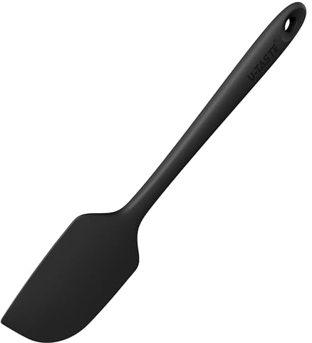 U-Taste Grande Spatule en Silicone: 250℃ Résistant à la Chaleur Maryse Grattoir Flexible et Antiadhésif, Ustensile de Cuisine pour la Cuisson pour Mélanger Remuant Raclant (29cm, Noir)