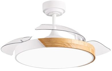 CRISTALRECORD Ventilador LED aspas retráctiles Taoro Mini Blanco 46W 5520 Lm CCT