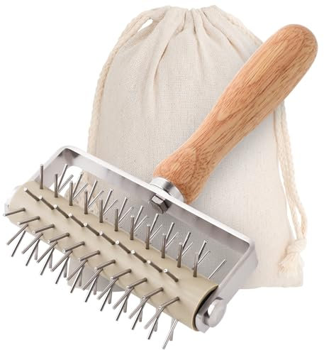 JuyVerq Pizza Dough Docker Roller, Wood handle, Stainless Spikes