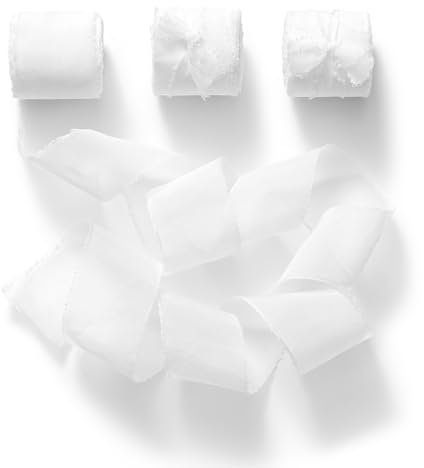 CHUQING Schleifenband Weiss Geschenkband dünn Weiß Organzaband Hochzeit Dekoband Breit 25 mm x 6,3 m