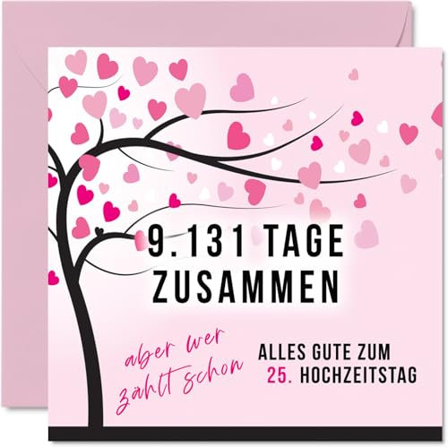 Stuff4 25. Hochzeitstag Karte Liebe - 9131 Tage Zusammen - 25 Jahrestag Karte Hochzeitstag Geschenke für Mein Mann Ehemann Meine Frau Ehefrau, 145mm Lustig Glückwunschkarten