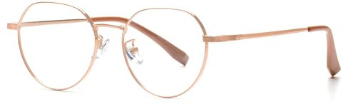 KAEOISFU Modische Runde Lesebrille für Damen, Retro Metall Anti-Blaulicht-Computerleser, Rund Lesehilfen Brille