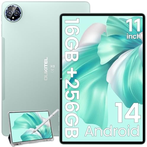 OUKITEL OT12 Tablet 11 Pollici, 16GB+256GB Android 14, 4G LTE +5G WiFi Con Sim, 8000mAh Gaming, 13+5MP Con Penna, OTG, GPS, Widevine L1 - 2024, Verde