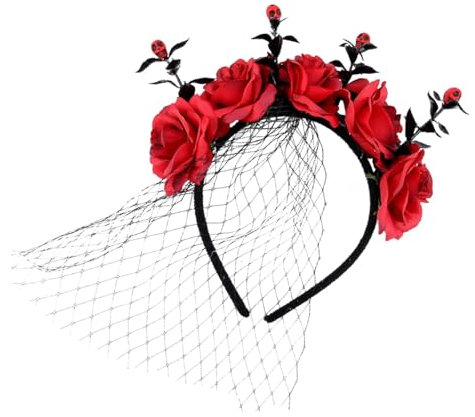 Duroecsain Halloween Blumen Haarreifen, Halloween Rosenblüten Stirnband | Halloween Blumenkranz Halloween Hair Hoop - Halloween Rosenhaarreifen, Haarreifen