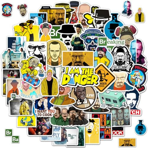2 X 50 Stück Breaking Bad Aufkleber, Breaking Bad Pack Sticker, TV Show Aufkleber, TV Sticker Set, Vinyl Stickers Wasserdicht für Scrapbook, Skateboard, Auto, Telefon, Gitarre Graffiti Decal