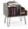 GOPLUS Soporte para Tocadiscos con Estación de Carga, Mueble para Tocadiscos con Separador Desmontable, Estante de Exhibición de Vinilos para Dormitorio, Sala de Estar, Oficina (Gris)