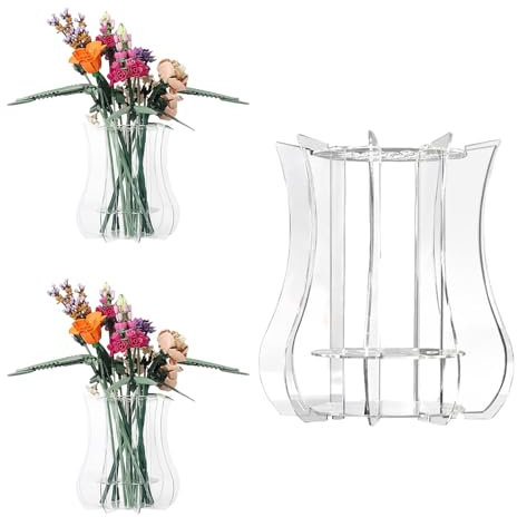 FloralGrace 1 Stück Puzzle Vase für Blumen Halter, Acrylic Vase Ausstellungsständer Geeignet für Botanical Collection, Orchidee Tulpen Bukett Bausatz Vase für Tische(Transparent)