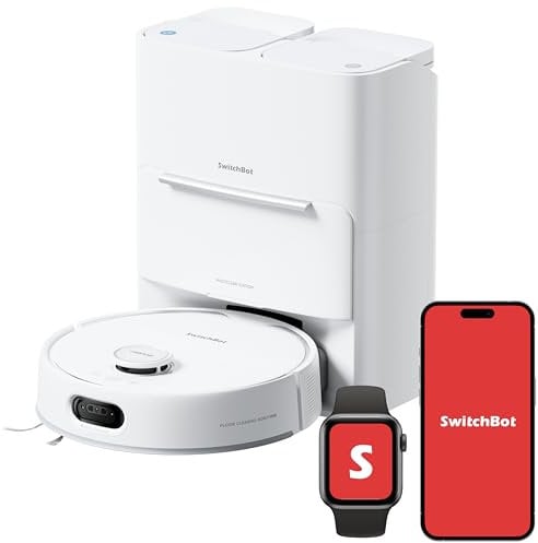 SwitchBot S20 Robot Aspirapolvere Lavapavimenti, Evitamento Degli Ostacoli AI, 10000 Pa, Auto-Svuotamento e Riempimento, Lava e Asciuga Autopulizia Supporto Matter e Apple Home