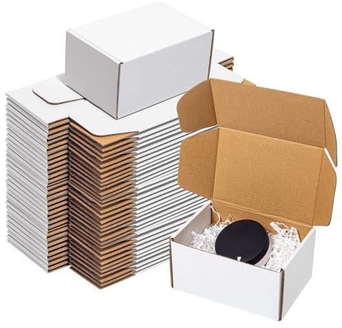 Wowxyz White Shipping Boxes 6x4x3 60 Pack Corrugated Cardboard Box Mailer