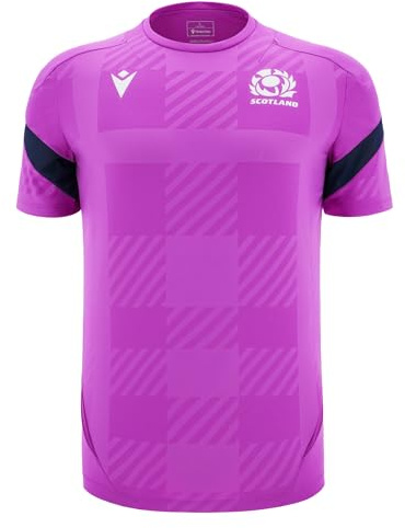 Macron Scotland SRU 2025/26 Mens Poly Warm up Training T-Shirt (UK, Alpha, XL, Regular, Regular, Purple)