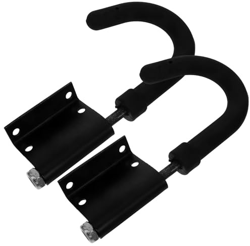 2pcs Stainless Steel Ladder Hooks for Extension Ladders, Black | Roof Ladder Hook Attachment, Outdoor Use, Rubber Fitted, Sturdy Safety Support, Easy to Install