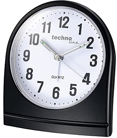 Technoline Quarzwecker Modell S, Weckalarm mit Schlummerfunktion, schwarz, nachtleuchtende Zeiger, analog 95 x 56 x 110 mm