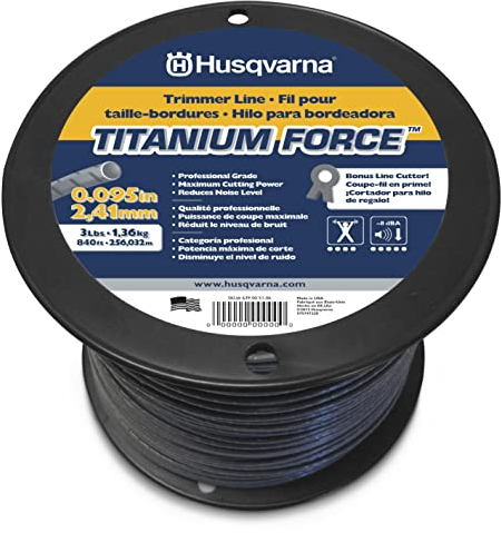 Husqvarna Bobine de Fil pour débroussailleuse - 256 m - Titanium Force - Haute efficacité - Longue durée de Vie - Accélération Plus Rapide - 243,8 m x 0,2 cm - Gris