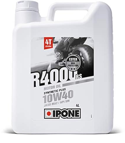 IPONE - Huile Moto 4 Temps 10W40 R4000 RS -Bidon 4L - Semi-Synthétique avec Esters - Résistance Exceptionnelle à l'usure