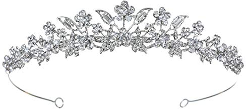 Bridal Floral Rhinestone Crystal Prom Wedding Tiara Crown T975 by Venus Jewelry
