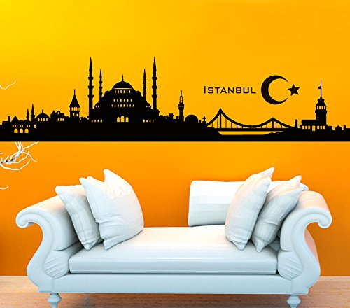 Wandtattoo-Günstig G158 Skyline Istanbul Wandaufkleber Wandsticker schwarz (BxH) 200 x 43 cm