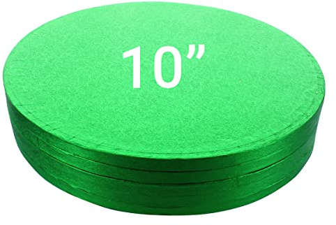 Culpitt Cake Boards, Green 10 Cake Drum, Round 10 Inch (254mm) 0.5 Inch (13mm) Thick - Pack of 5