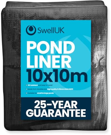Swell UK 10m x 10m Pond Liner | 25 Year Guarantee | HDPE | UV Resistant | Garden Fish Ponds