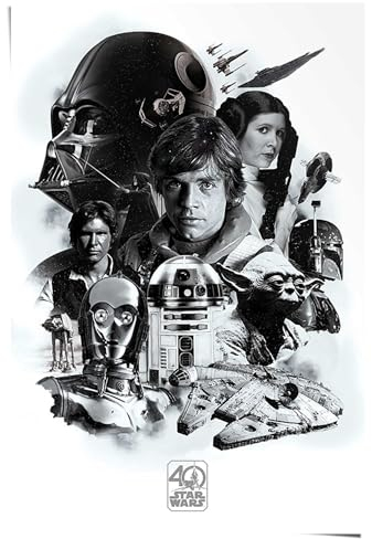 REINDERS Poster, Star Wars 40th Anniversary, Hobbyraum, Poster, Wanddeko, Room Decor, 150 gr. glänzend Bilderdruckpapier, Schwarz, 91,5x61cm
