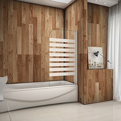 AICA 80x140cm Badewannenaufsatz Duschabtrennung Rechts Duschwand für Badewanne 6mm Satiniert Sicherheitsglas mit Nanobeschichtung