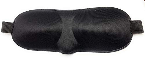 Compact 3D Sleeping Eye Mask Deep Contoured - Gift for Man or Woman, Deep Contoured Shape, Comfortable Lightweight for Travel, Afternoon Nap, Shift Work or Plane Journey MSC – Black1Small