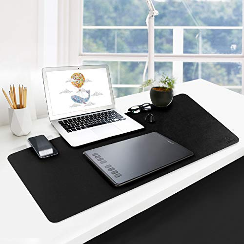 GUBEE PU Cuero Almohadilla de Escritorio de Oficina Multifuncional,Impermeable Antideslizante Anti-Sucio Alfombrilla de ratón para Oficina, hogar y Viajes-Size 800x400x2mm (Negro)
