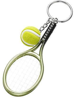 Porte-clés en forme de raquette de tennis avec balle de tennis Vert