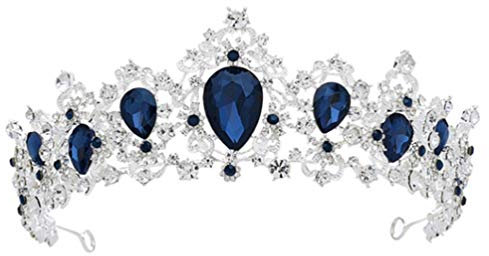 minkissy Barocke Brautkrone Aus Silber Und Blau Eleganter Haarschmuck Für Hochzeiten Und Partys Modisches Accessoire Für Damen Einzigartiger Kopfschmuck Für Besondere Anlässe