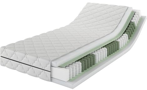 MSS e.K. Medic Taschenfederkernmatratze 120x190 x 20 cm (Kernhöhe 19 cm), 7-Zonen Federkernmatratze mit Komfortschaum und Microfaser-Bezug, Matratze für Kinder und Erwachsene, Härtegrad H4