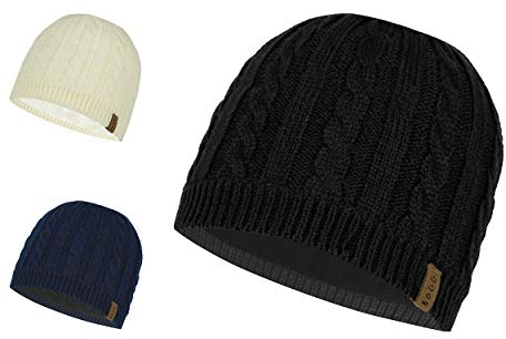 BOGG BORN IN SWEDEN Svenson Beanie Strickmütze Damen und Herren, wärmende Winter Wollmütze mit Microfleece Innnenfutter (DE/NL/SE/PL, Alphanumerisch, Einheitsgröße, Standard, Black)