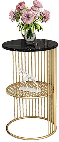Mesa Juan Nordic Mármol Mini Redonda Pequeño Grada 2 Sofá Lateral De La Sala De La Esquina De Vector De Oro Hierro Forjado Dormitorio De Cabecera Balcón Cafetera, 30x55CM