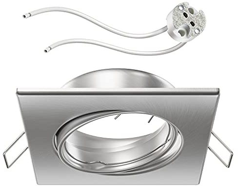 ledscom.de Deckeneinbaurahmen RIR Einbaurahmen chrom matt eckig schwenkbar (LED/Halogen/MR16/50mm) inkl. GU5.3 Fassung