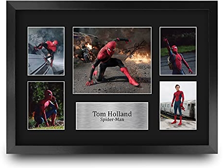 HWC Trading FR A3 Tom Holland Spider-man Geschenke Gedruckt, Signiert Autogramm Bild Display Für Film-Erinnerungsstücke-Fans - A3 Eingerahmt
