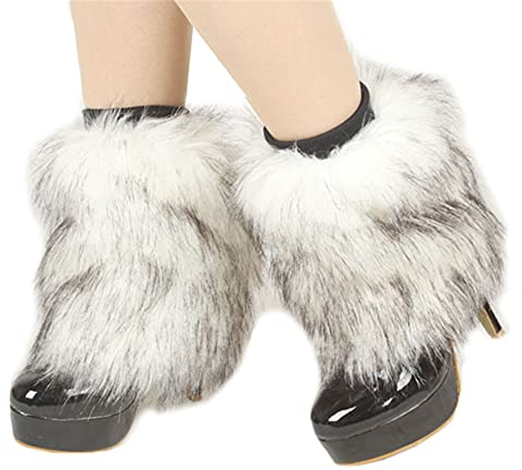 Lifup 1 Paar Damen Kunstpelz Stulpen Winter Beinwärmer Pelzigen Beinstulpen Weiß Schwarz 1 25cm Länge