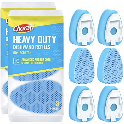 Scrub Dots Dishwand Refills Sponge Heads, Dish Wand Refill Scrubber Replacement Head, Non Scratch Brush Soap Filled Dispensing Handle, Heavy Duty Dishwashing Pads Dispenser Dishwasher Cleaning Tool