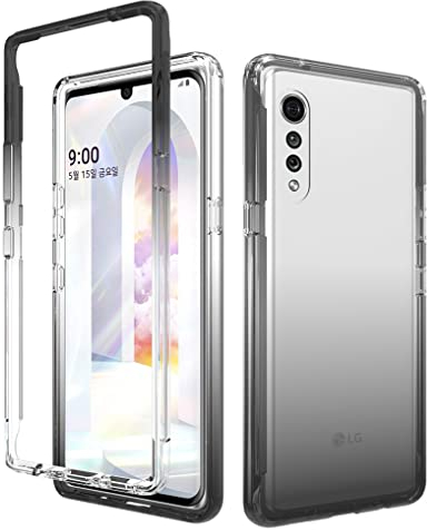 SEAHAI Hülle für LG Velvet 5G/4G, Durchsichtig Stoßfest Handyhülle Robuste Silikon Schutzhülle, Farbverlauf Ultradünne Weich TPU Bumper Cover Case für LG Velvet 5G/4G, Schwarz