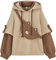 YINGKE Delle Donne Kawaii Anime Orso Anime Top Falso in Due Pezzi con Cappuccio Teen Girls Harajuku Style Pullover Felpa(XL,Marrone)
